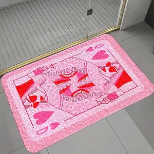 Poker Card Pattern Bath Mat, Non-slip Soft Floor Mat, Decorative Carpet for Home Living Room Bedroom, Home Decor, Bathroom Drying Doormat
