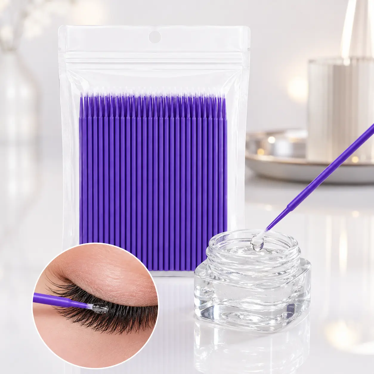 100Pcs Microswabs for Eyelash Extensions & Makeup Precision, 1.5mm Lint-Free Precision Micro Cotton Swabs for Eyeliner Eraser, Nail Art Clean-Up & Spot Application