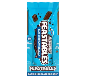 Feastables by MrBeast - Dark Chocolate Sea Salt Bars - for Adults & Kids, Chocolate, Candy, Cocoa Sweet & Crunchy Snack, Fairtrade Certified, Kosher, Perfect for Gifting or Snacking