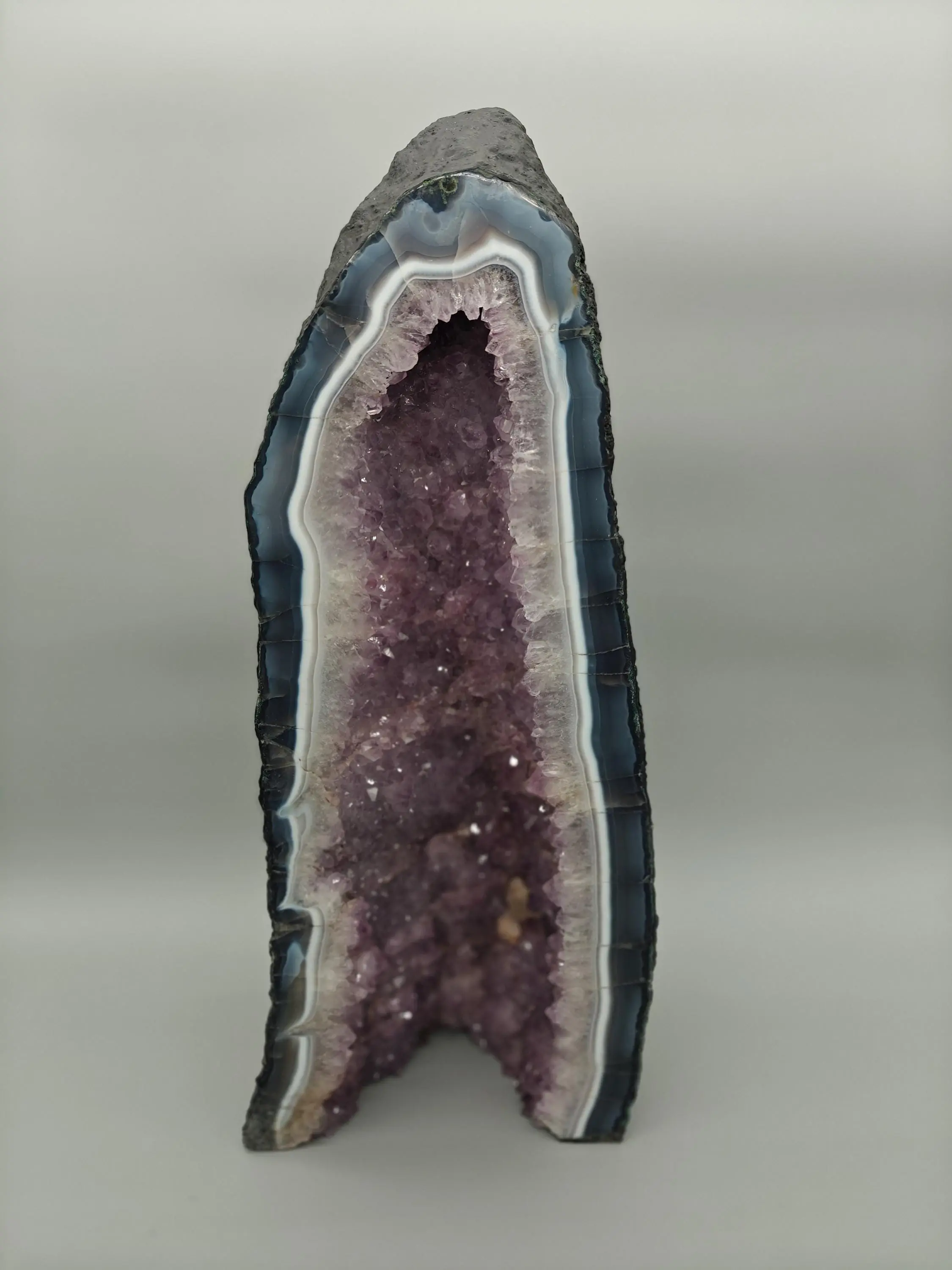 Large Amethyst Cathedral Cave - 25.15 lbs Brazilian Amethyst with UV Reactive Calcite | Statement Crystal Display