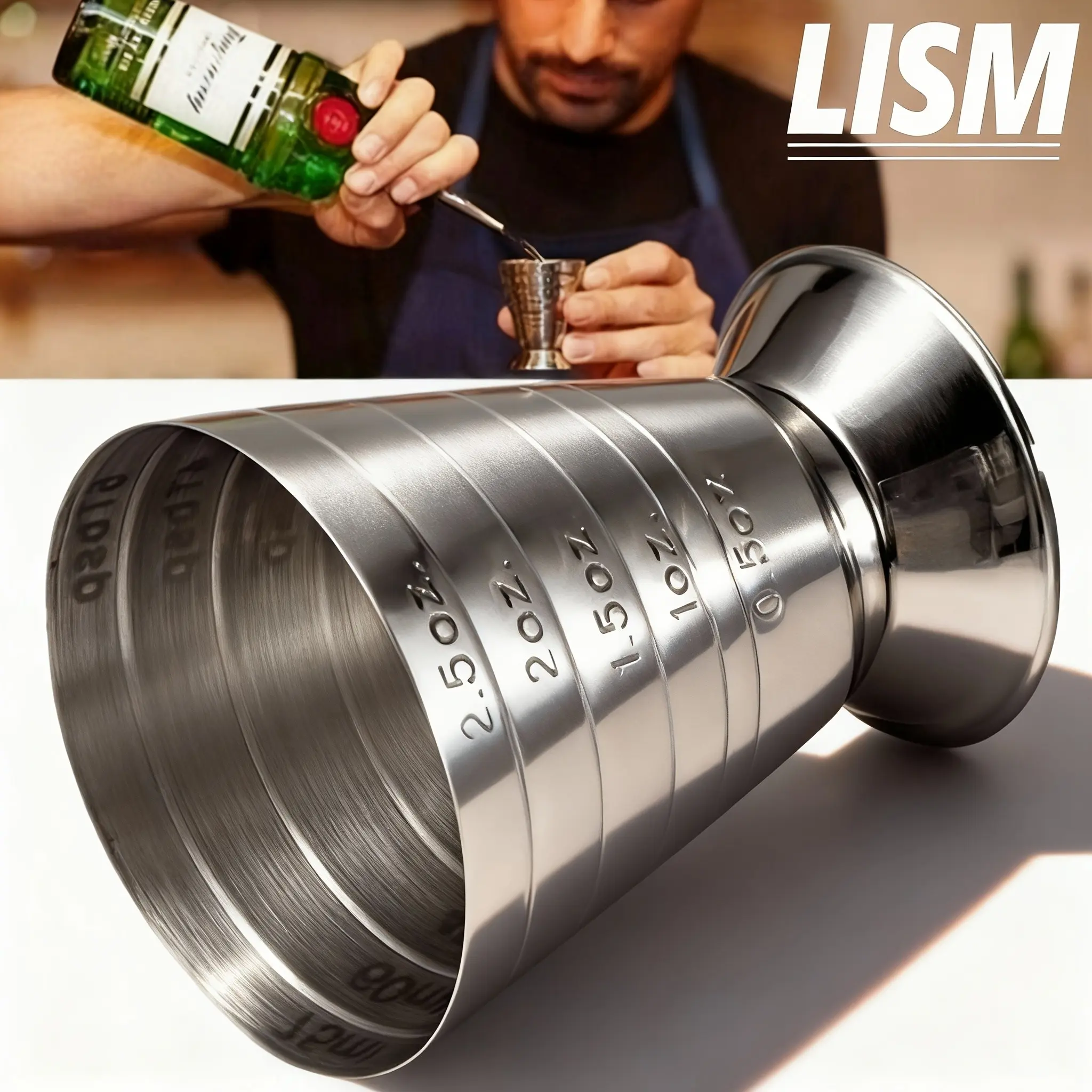 Stainless Steel Measuring Cup Set, Graduated Beaker with Scale, Perfect for Mixing Cocktails & Drinks, Ounce Measure, Spoon Included, measuring cups and spoons, Measuring Cups Stainless Steel