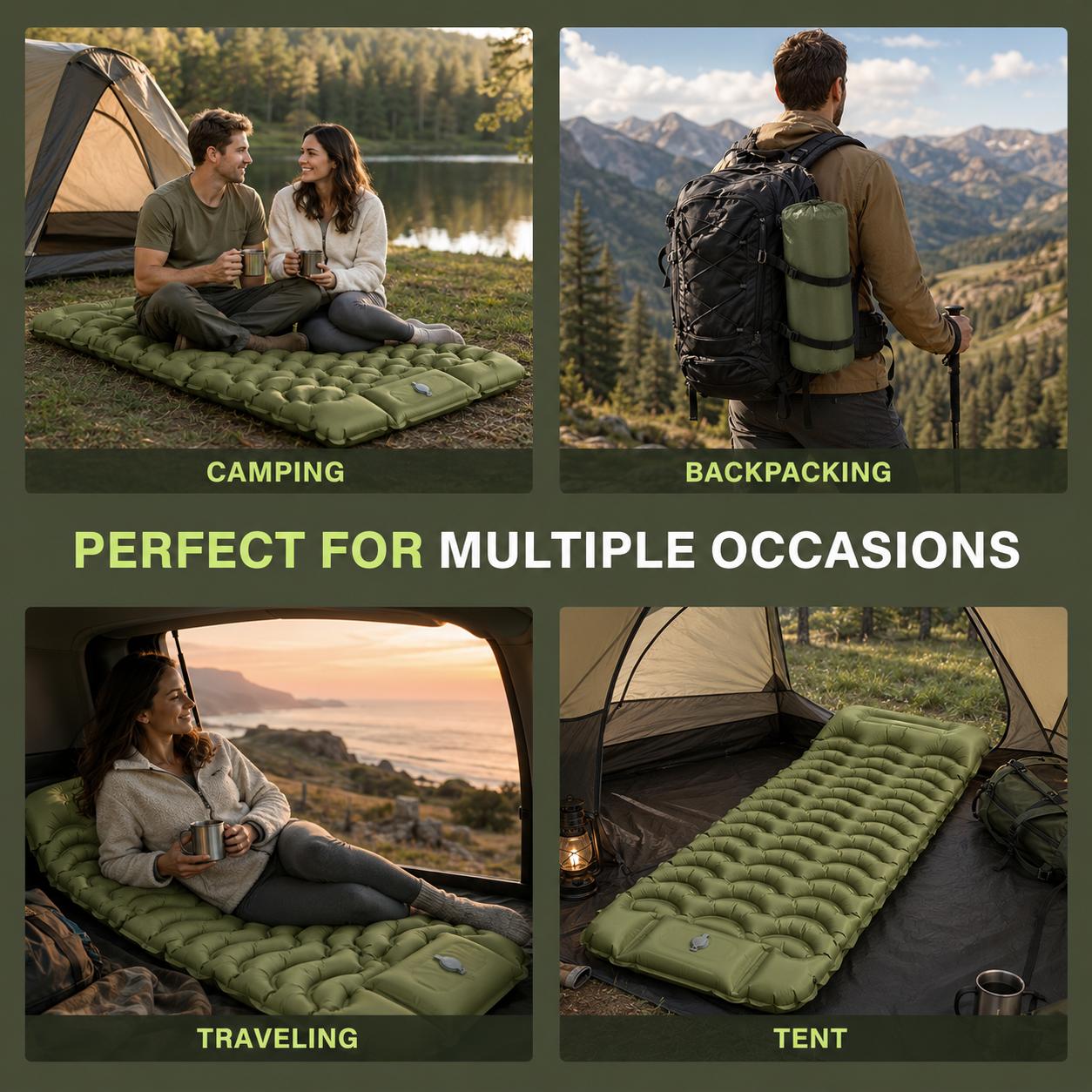 Hikenture Camping Sleeping Pad, Extra Thick 5 Inch Camping Mat, Ultralight Camping Mat with Pillow, Built-in Foot Pump Inflatable Sleeping Pads Compact for Camping Backpacking Hiking Traveling Tent,Single,Gray,Summergarden,sumerwin