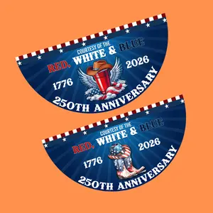Courtesy Of The Red White And Blue Semicircular Flag, America 250th Anniversary Non-Pleated Fan Flag tiktokshopspringglowup