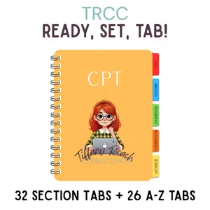 TRCC Tabs for AMA CPT Manual - 32 Section Tabs & 26 A-Z Tabs Ready Set Tab
