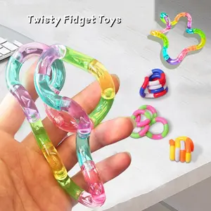 Variable Form Deformable Knot Fidget Toy, Rainbow Color Stress Relief Decompression Rope, Portable Anti-Anxiety Sensory Toy