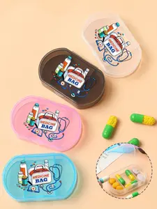 Personalized Oval Pill Box with Letters, 3-Compartment Portable Medicine Organizer, Vitamin Organizer, Supplement Organizer, Mini Jewelry Storage for Travel & Outdoor Activities