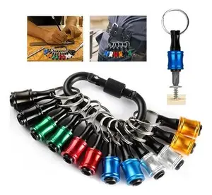 (12PCS)1/4" Hex Keychain Socket Adapter Extension Bar – Quick Release Bit Holder, Gold 3-Slot Drive Converter Rod