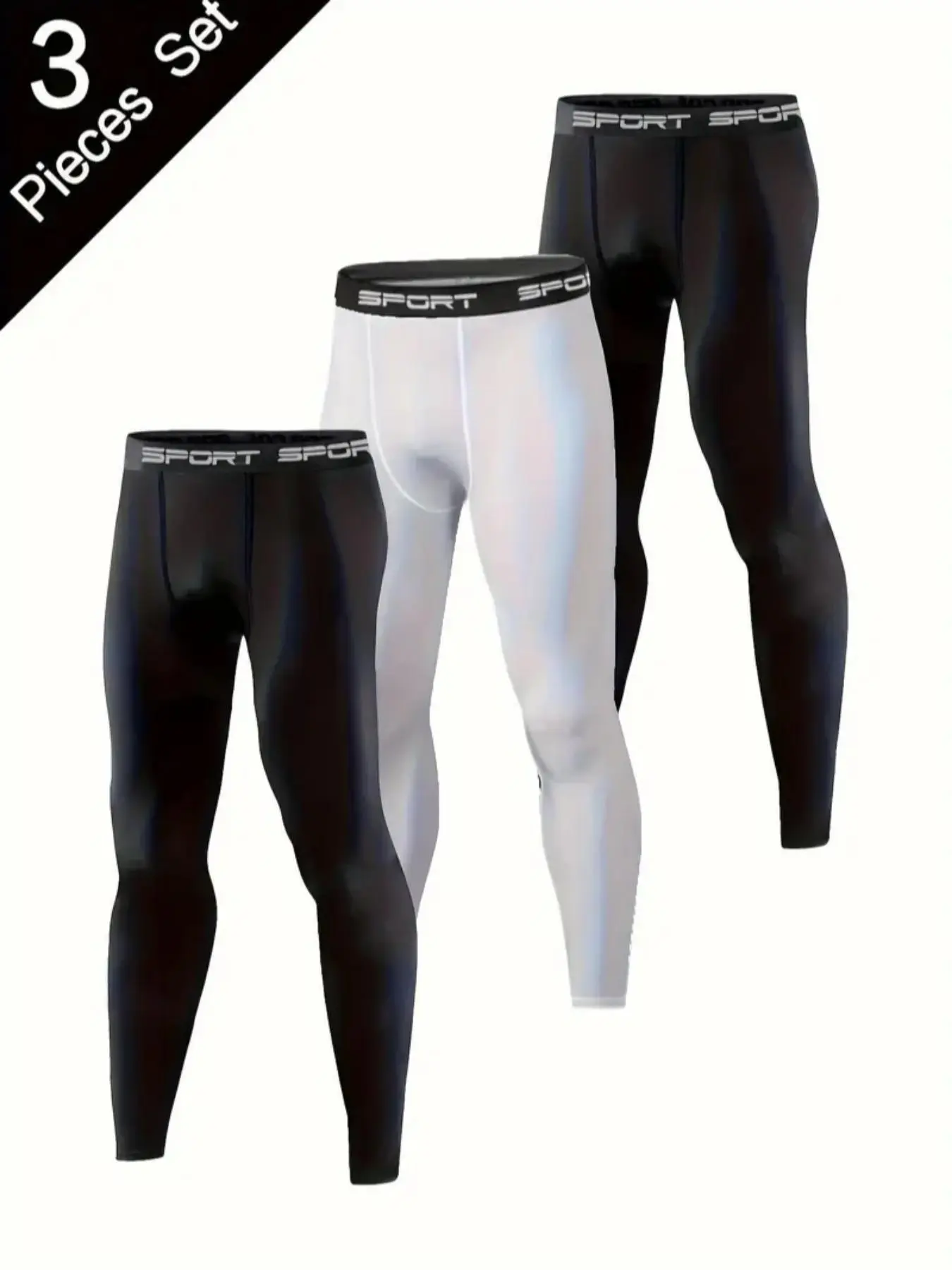 Men's Letter Tape High Stretch Sports Leggings, Breathable Comfortable Activewear Sports Leggings, Men's Sportswear for Indoor Outdoor Wear, Sports Pants