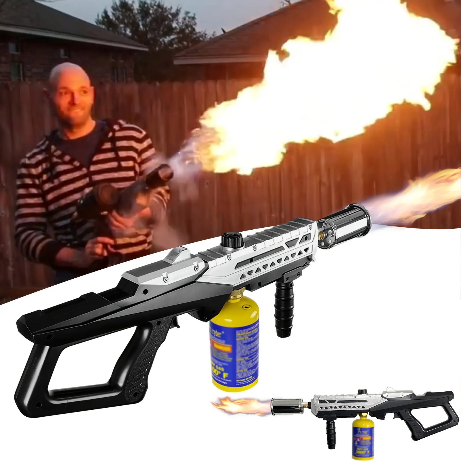 800000BTU Aluminium Torch Gun - Adjustable High-Power Hot Tool for Camping, Kitchen Use - Grill Torch, Charcoal Lighter, Welding (Tank Not Included)