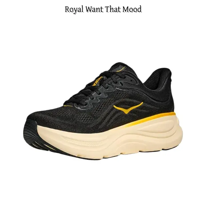 ：Premium Black Performance Running Trainers, Stretchable Breathable Mesh Construction, Sculpted Curved Cushioning System, Bold Yellow Tonal Details, Non-Slip Grippy Outsole, Versatile Footwear for Gym Workouts & Street Style