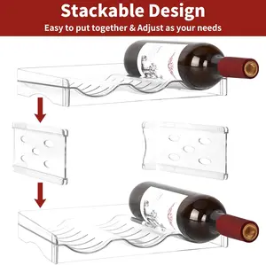 2 Tier Wine Rack and Water Bottle Organizer, Space Saving Holder for Cabinet, Pantry, Fridge and Countertop (6 Bottles)