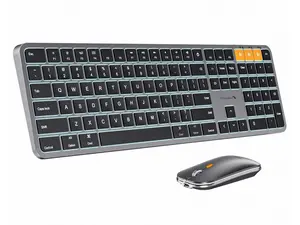ProtoArc Backlit Bluetooth Keyboard and Mouse for Mac - Multi-Device Wireless Keyboard Mouse for Mac, Full Size Rechargeable for MacBook Pro/Air, iPhone, iPad - Space Gray