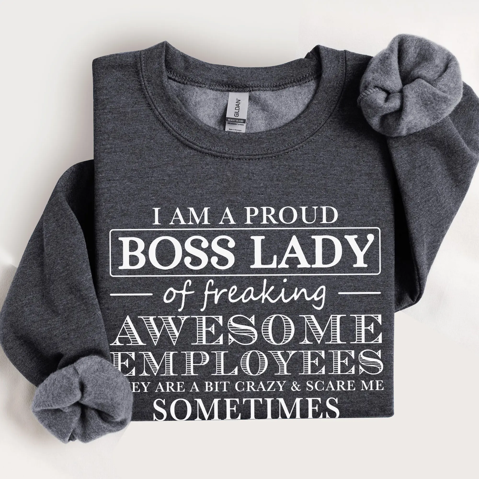 Proud Boss Lady Sweatshirt, Funny Boss Appreciation Pullover for Women, Gift from Employees, Humorous Office Apparel