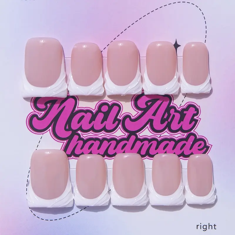 【Black Friday】Delicatething Y2K Style Nail Set, Handmade French Design, French Tips Nails, Includes Jelly Glue, Crystal Stick, File, Perfect Gift for Women