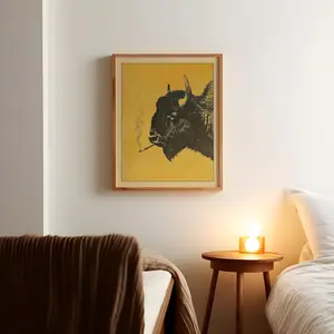 [UNFRAMED POSTER] Bison Smoking a Cigarette Vintage Poster - Complimentary Delivery