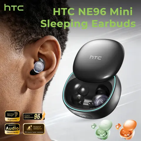 HTC NE96 Mini Invisible Earbuds - Metal-Plastic Bluetooth 6.0 300mAh Rechargeable In-Ear Wireless Headphones, Life Waterproof Earbuds with Noise Isolation Mic, Remote Control, Electronic Cool Gadgets for Sports, Gifts for Adults