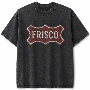 Retro Frisco Graphic Tee Men, Washed Black Oversized T Shirt, Vintage Streetwear DTG Print Shirt, Summer Graphic Tees, 90s Style Casual Cotton Tee