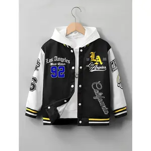 Boys' Polyester Baseball Jackets - Stylish Autumn Outerwear for 130-170cm Junior High School Students