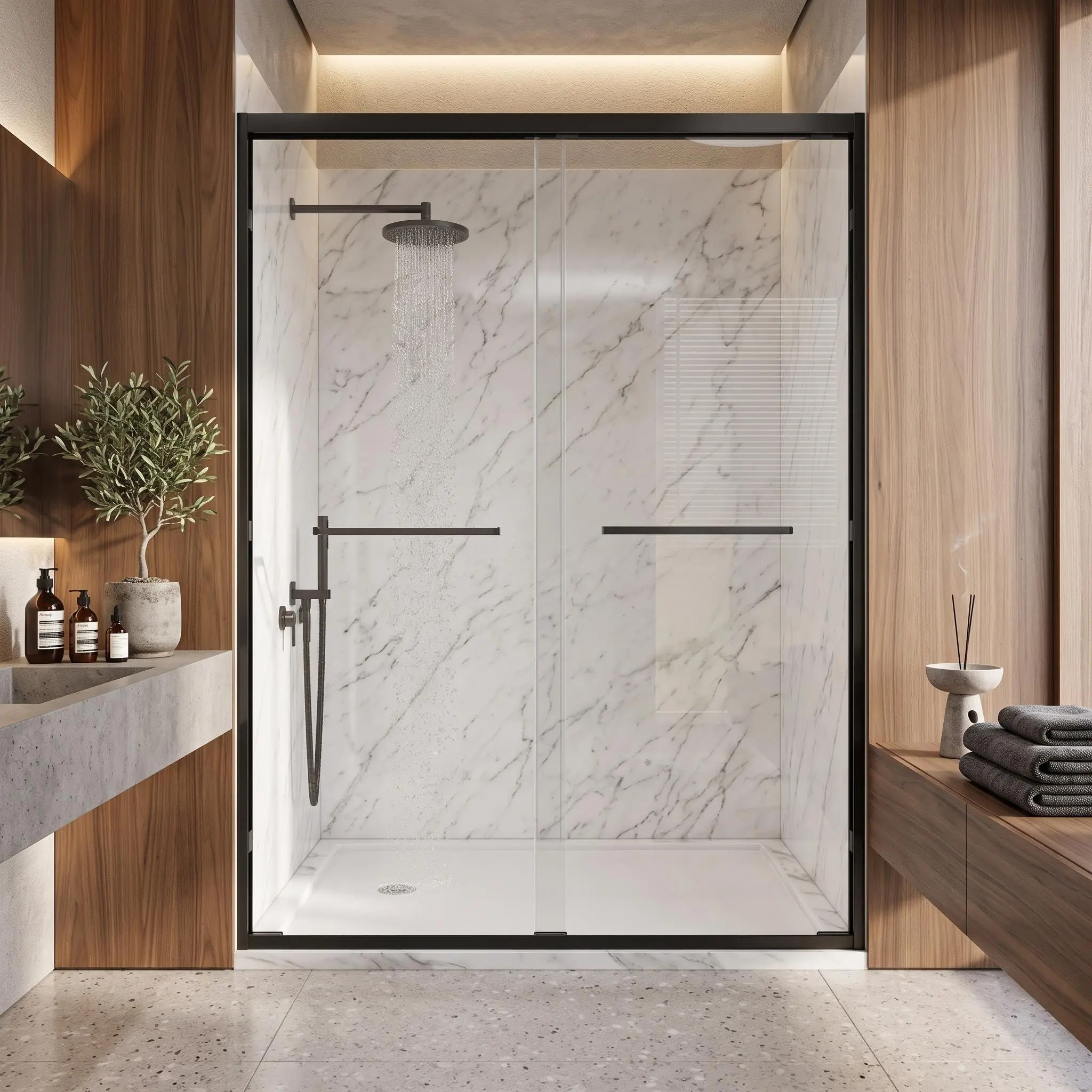 44-48" W x 72" H Double Sliding Semi-Frameless Shower Door