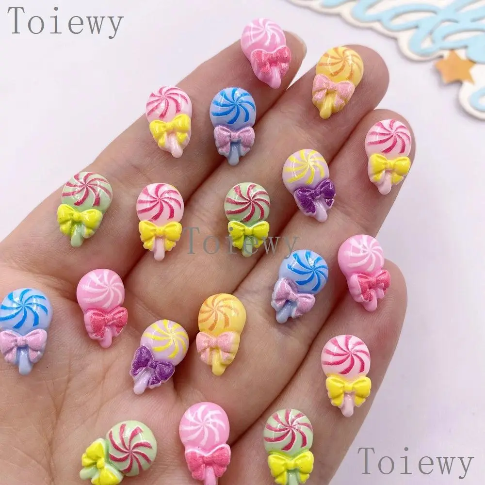 20pcs Mix Resin Colorful Mini True Colored Lollipop Nail Art Flatback Stone Applique DIY Christmas Charms Scrapbook Decor Crafts