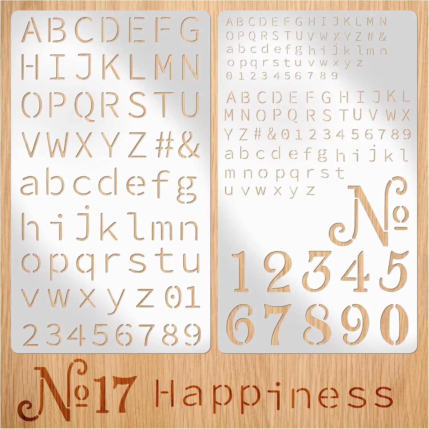 Sturdy Stainless Steel Engraving Stencil Sheets - 2pcs 0.2mm Modern Letter-Number Stamps, Sturdy and Not Easy to Wear, Easy to Clean & Store for Pyrography, Weekly Spread Journals, Wood Burning Projects