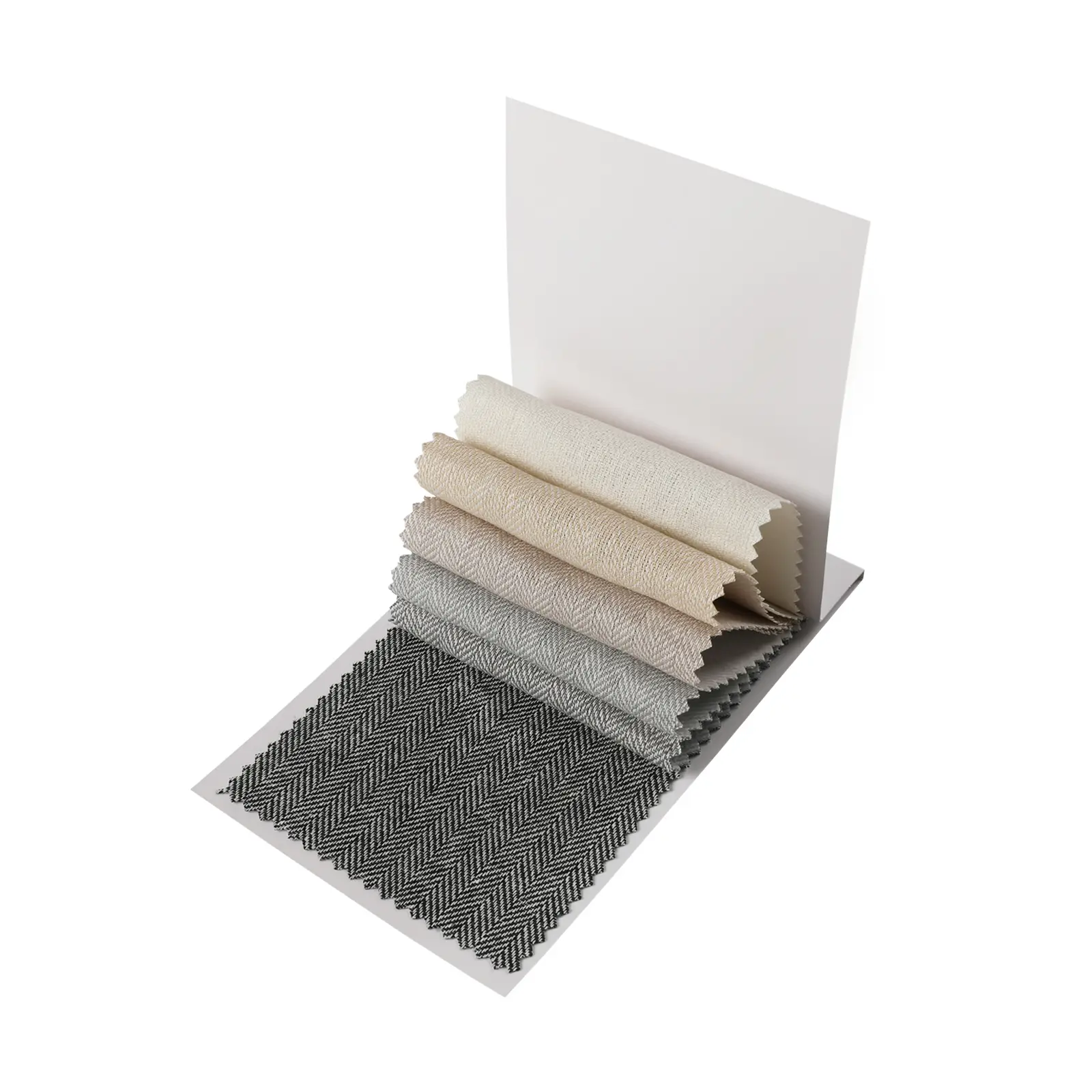 TWOPAGES Ron Cotton-Linen Interwoven Midweight Curtain Fabric Samples Booklet, 80% Blackout Rate Breathable Indoor Curtain Fabric for Room Decor, Living Room Use, Do Not Bleach, Herringbone