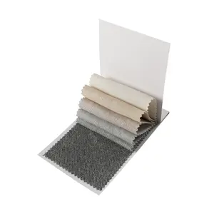 TWOPAGES Ron Linen-Cotton Herringbone Fabric Sample Booklet for Window Curtain Decor, Living Room & Bedroom Curtains