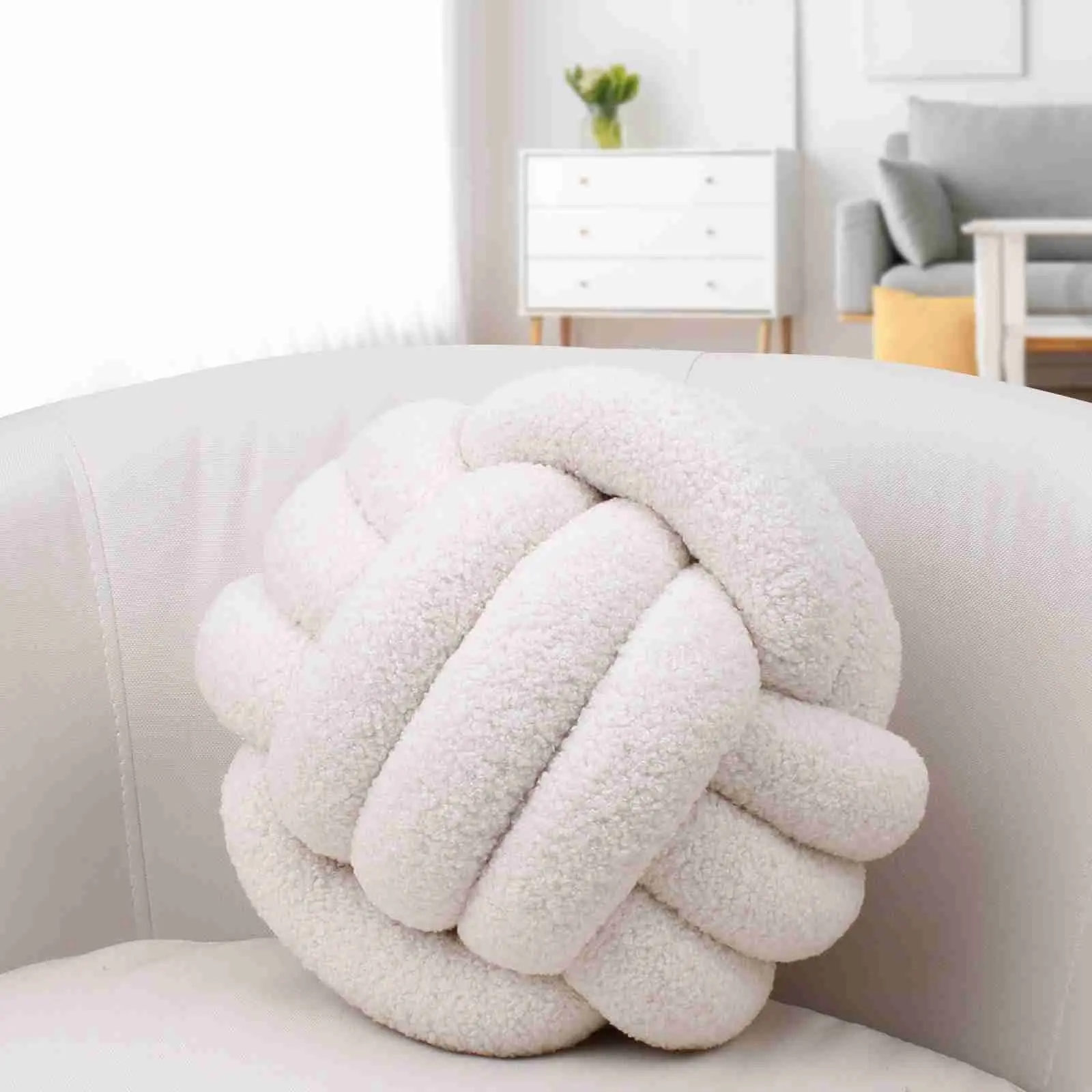 22CM Soft Knot Throw Pillow Balls, Decorative Round Knotted Pillows, Handmade Ball Pillows for Bedroom Sofa Couch Home Decor, Decorative Cushion, Sofa Cushion Decorations, Comfy Cushions