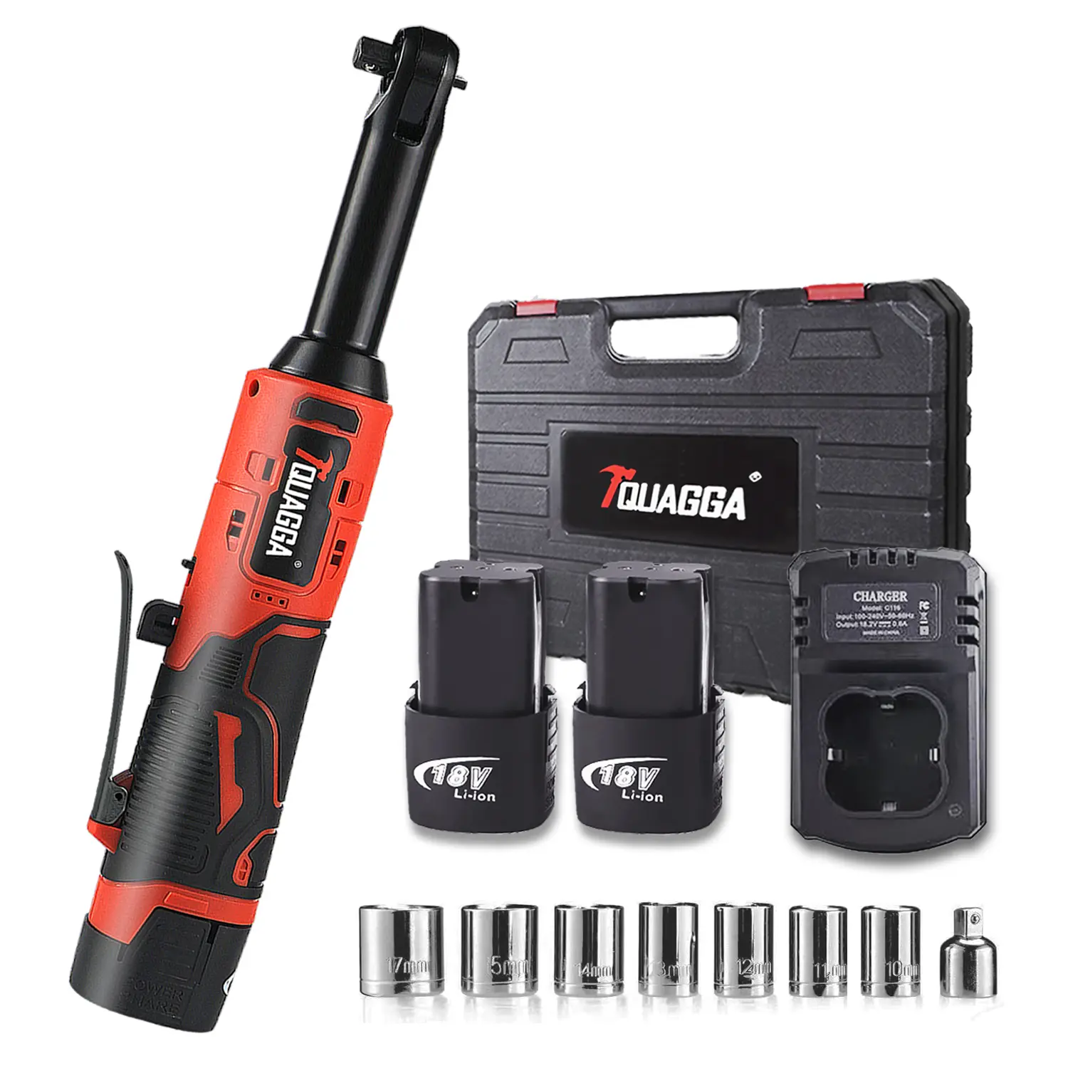 TQUAGGA 18V Extended Cordless Electric Ratchet Wrench Set, extended neck, variable speed, 18V, 3/8 "18V Cordless Electric Ratchet Wrench Set, Automotive Repair Tools, Electric Tools