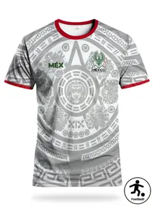Men's Mexico National Football Jersey, Aztec Snake Print, Lightweight Jersey, Breathable Stretch Fabric, Ideal for Training, Matches, Casual Wear, Athletic Activewear, Sport Top