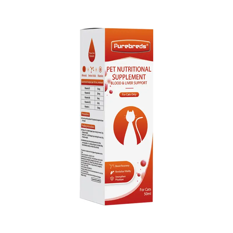 Purebred Cat Blood Replenishment Nutritional Supplement - 50ml, 24-Month Shelf Life, Iron, Zinc, Amino Acids, Balanced Vitamin Complex, Boosts Blood Levels & Vitality, Boost Coat Luster, Easy to Blend, Picky Eater-Friendly, All Breeds & Life Stages