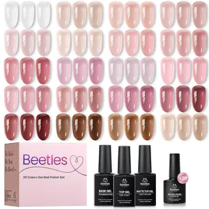 Beetles Jelly 20Colors Gel Nail Polish Set, Nude Color Wedding Nail with Base&Top Coat - Sheer Glitter, Soak Off, DIY Manicure, Neutral Jelly Pink, Nails at home DIY Nail  Cutics Cosmetic mothersdaygift Spring Nail Summer Nail Vacation Nail #SummerVibes