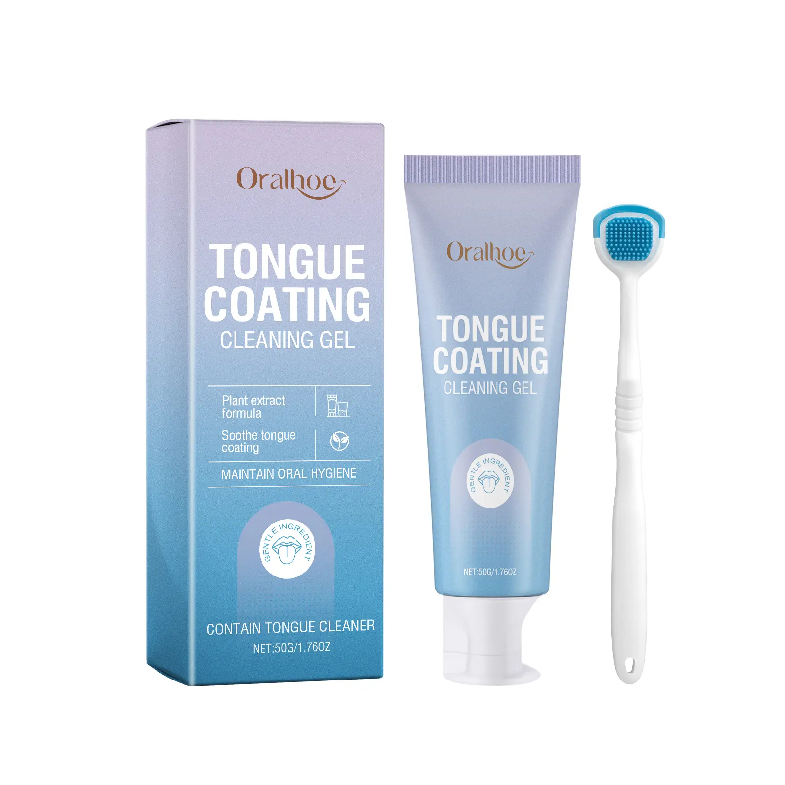 Tongue Coating Cleaning Gel - Plant Extract Formula with Tongue Cleaner for Daily Oral Care & Fresh Breath