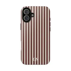 Personalized Brown Phone Case Custom Monogram iPhone Case Aesthetic Chocolate Striped Phone Case Summer Coastal Phone Case Preppy Phonecase gift for her men's cool gadgets iphone 17 pro max cases girls