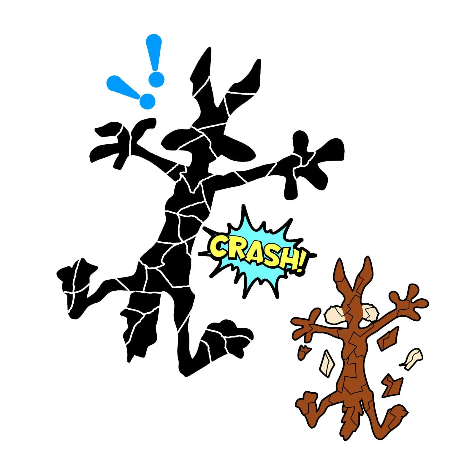 2 Pack 10 x 6.1 Reflective Scratch and Dent Fix Car Stickers, Funny Cartoon Coyote Splashing Into Pieces, Bumper Stickers for Jeep, Truck, Motorcycle, Laptop, Skateboard, Window Decals Band-Aid Stickers