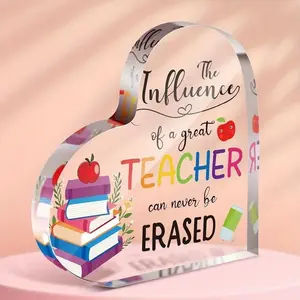 Acrylic Heart Shaped Hanging Ornament, Modern Teacher Appreciation Desk Decor, Home Decor for Living Room Bedroom Office School, Signs, Acrylic Plaque, Acrylic Signage Plaque