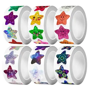 500 Star Smiley Stickers, Self-Adhesive, 8 Colors Mixed, Reward Chart Decorations, Waterproof Paper Labels, Classroom Teacher Supplies