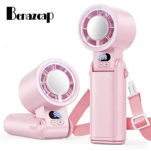 Benazcap Portable Handheld Turbo Fan with Ice Cooling 1-199 Speed Adjustable High-Power Motor LED Display Rechargeable Battery Pocket Design Mini Fans for Indoor Outdoor Travel Work