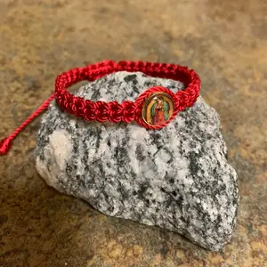 Red Virgen of Guadalupe with round charm Bracelet