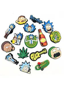 16pcs Rick and Morty Cartoon Shoe Accessories, Shoe Charms Set, Kids' Shoe Decorations, Wristbands, Sandals, Christmas Gifts, Cute Style, All Seasons