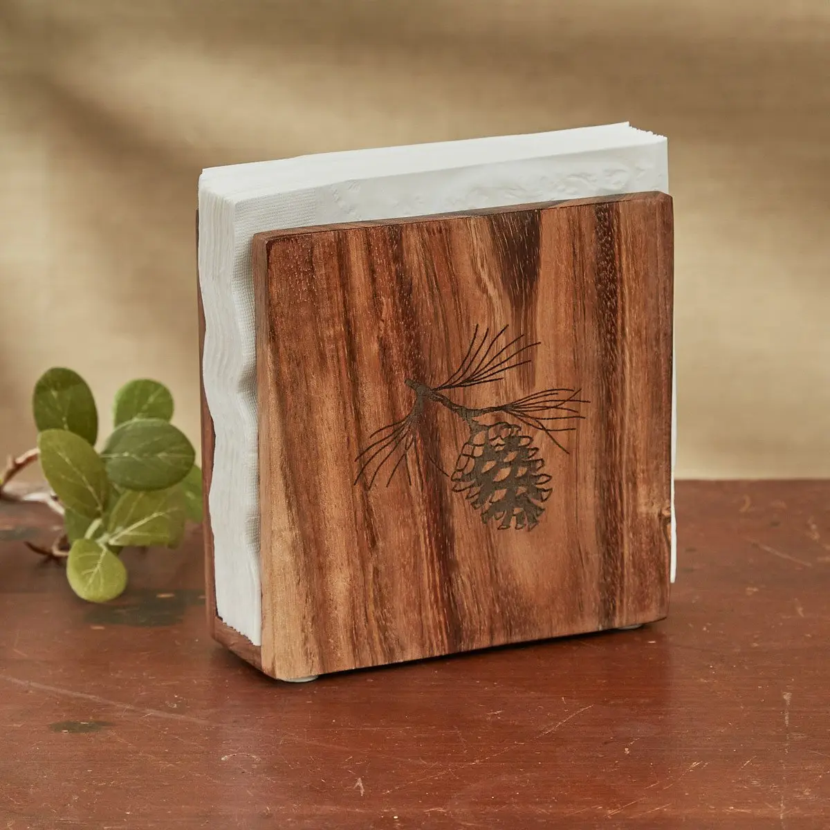 Rustic Wood Napkin Holder, Dinner Table Organizer, Kitchen Decor Piece, Ideal for Nature Lovers, Lodge Look Design, Suitable for Indoor Use