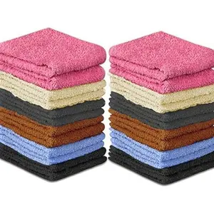 100% Cotton - Wash Cloth Set - Pack of 24, Flannel Face Cloths, Light Weight, Thin Quality Highly Absorbent and Soft Feel Fingertip Towels (12x12 Pack of 24) Gift Bath Multicolor