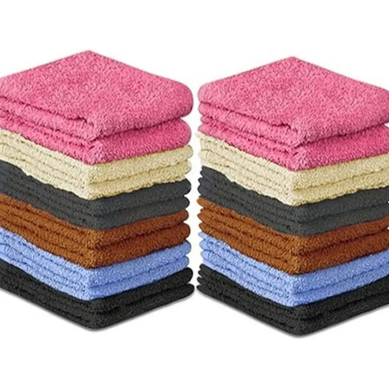 Unisex Cotton Flannel Cleansing Cloth Fingertip Towel Set, 24-Pack 12x12in Lightweight Thin Soft Highly Absorbent Tear Resistant Washcloths, Bathroom Home Supplies Gift, Absorbent Washcloths, Cotton Towels Set