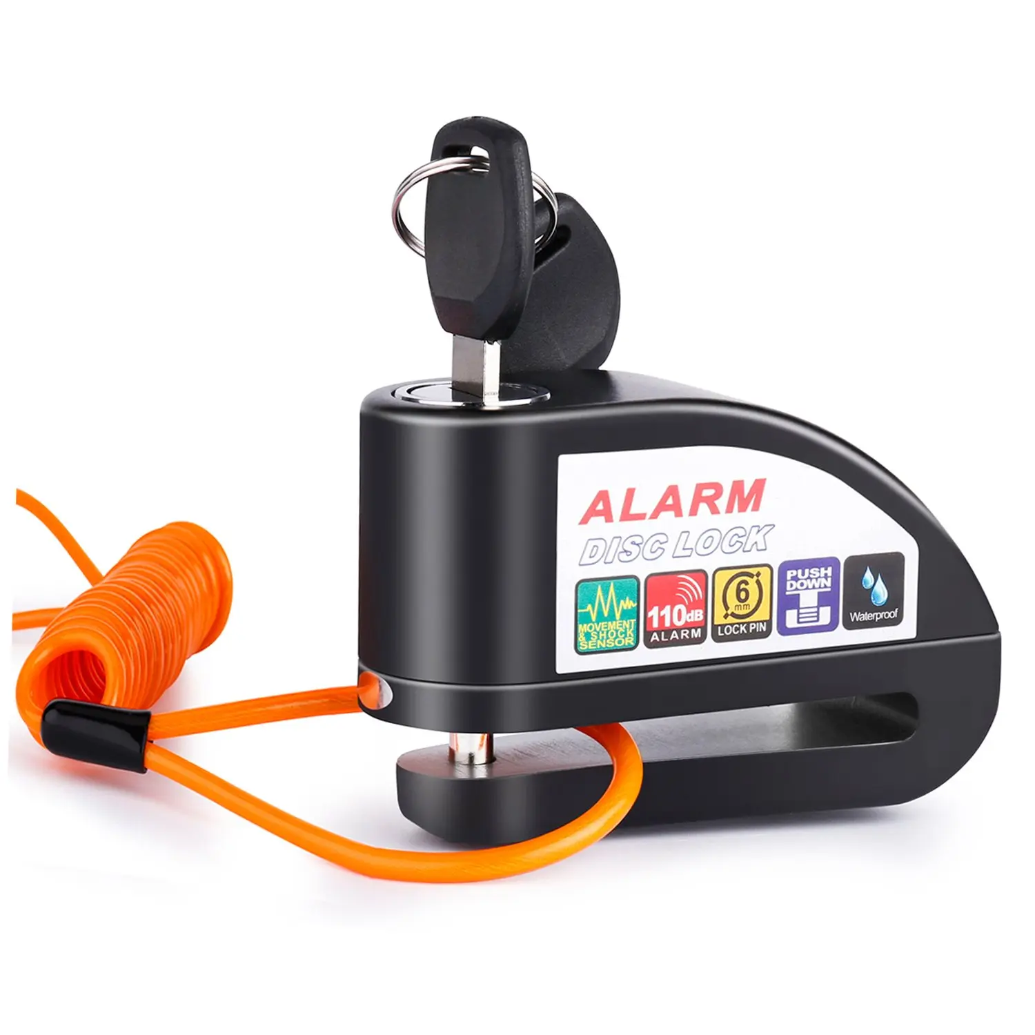 Loud Bike Security Lock - Disc Brake Lock - High-Quality Motorcycle Lock, 110db Alarm System, Vibration & Motion Detection, Expert Anti-Theft Features