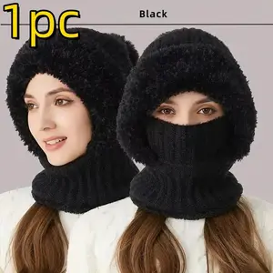Women's Winter Balaclava Face Mask with Fleece Ear Warmers, Soft Warm Full Face Covering, Elastic Opening, Hand Washable, Ski Cycling Outdoor