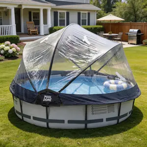 ARCH 10 Foot Round Multifunctional All Weather Cover Pool Dome Enclosure for Outdoor Pools, Compatible w/Clean & Warm Water Frame Pools, Weatherproof