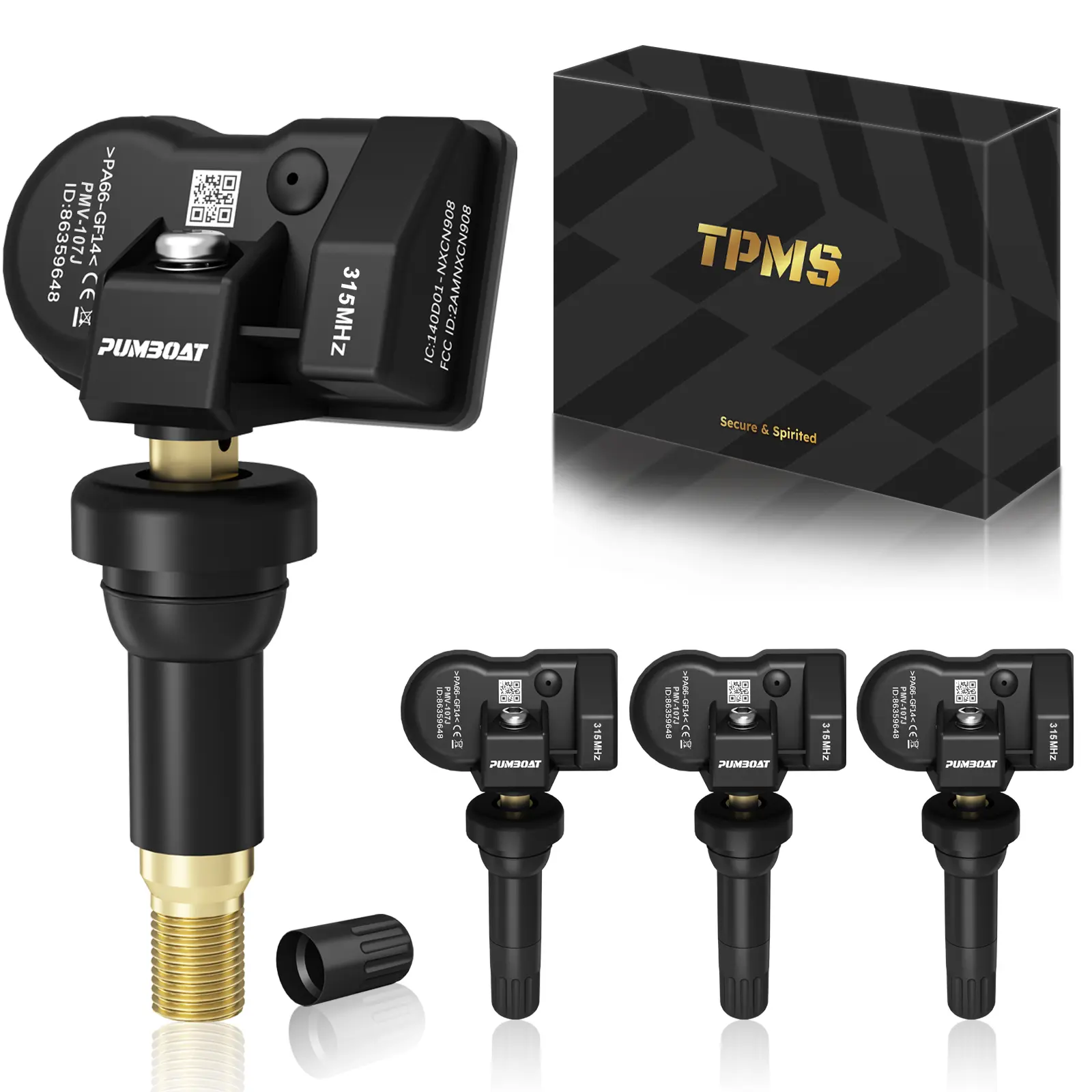 PUMBOAT TPMS TOYOTA 315MHz Pre-programmed,Compatible with 4 Runner 2004-2024 | Tacoma 2006-2024 | Highlander 2007-2019 | Venza 2009-2015/OE#PMV-107J.PMV-C010(Set of 4)Tire Pressure Monitoring Sensors