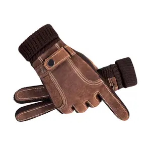 Unisex Leather Gloves, Pure Color Design, Ideal for Autumn Winter Use, Durable & Stylish Accessory for Everyday Wear