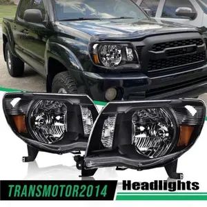 Fit For 05-11 Toyota Tacoma Clear Lens Black Housing Headlights LH & RH Side 2Pc