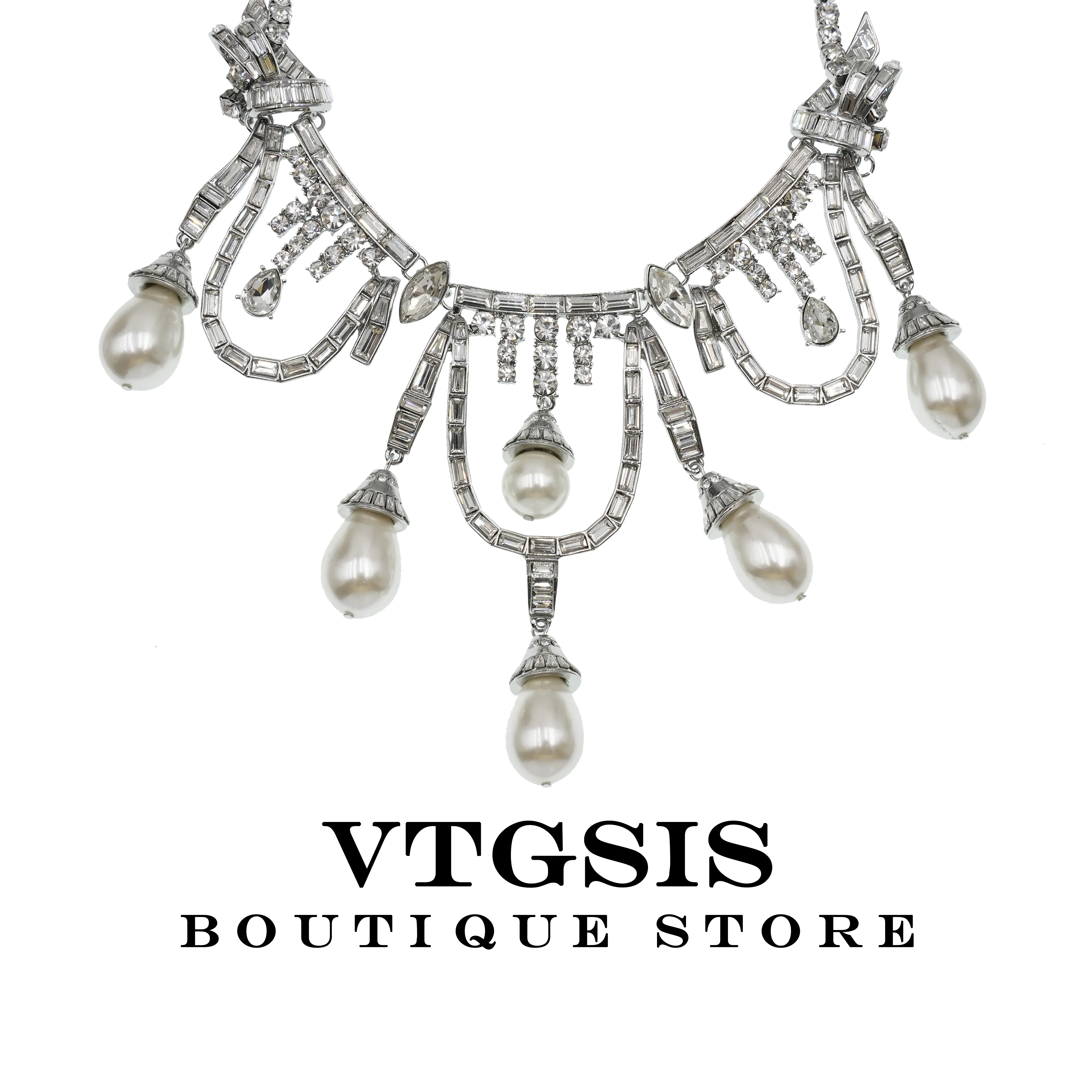 VTGSIS Scandinavian Style Silver-Tone Necklace, Alloy with Synthetic Zirconia, Luxury Pendant
